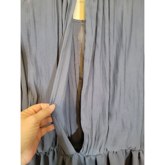 Free People Women's the Soul Serene Top Blouse Sheer Boho Open Back Blue Medium - Picture 7 of 9